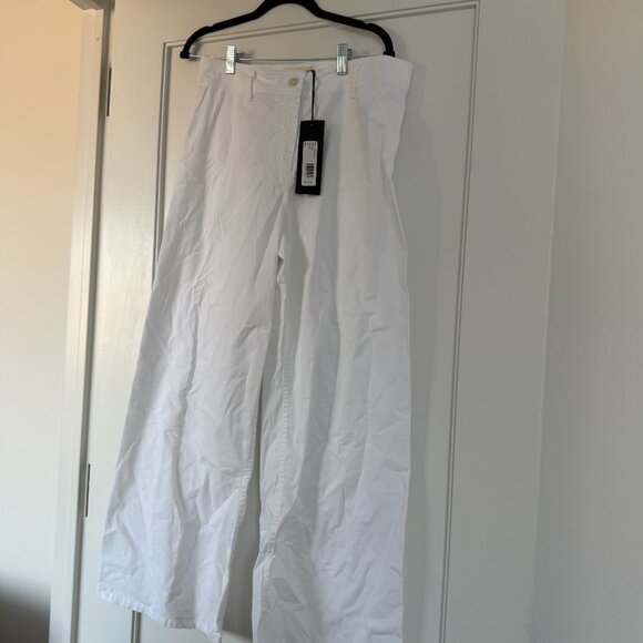 NWT Nili Lotan Megan Pants White Twill Ankle Length High Rise Wide Leg Sz 10 - Picture 3 of 7